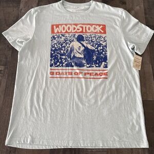 Woodstock Festival 3 Days of Peace Lineup Graphic T Shirt Lt Blue XL Lucky Brand
